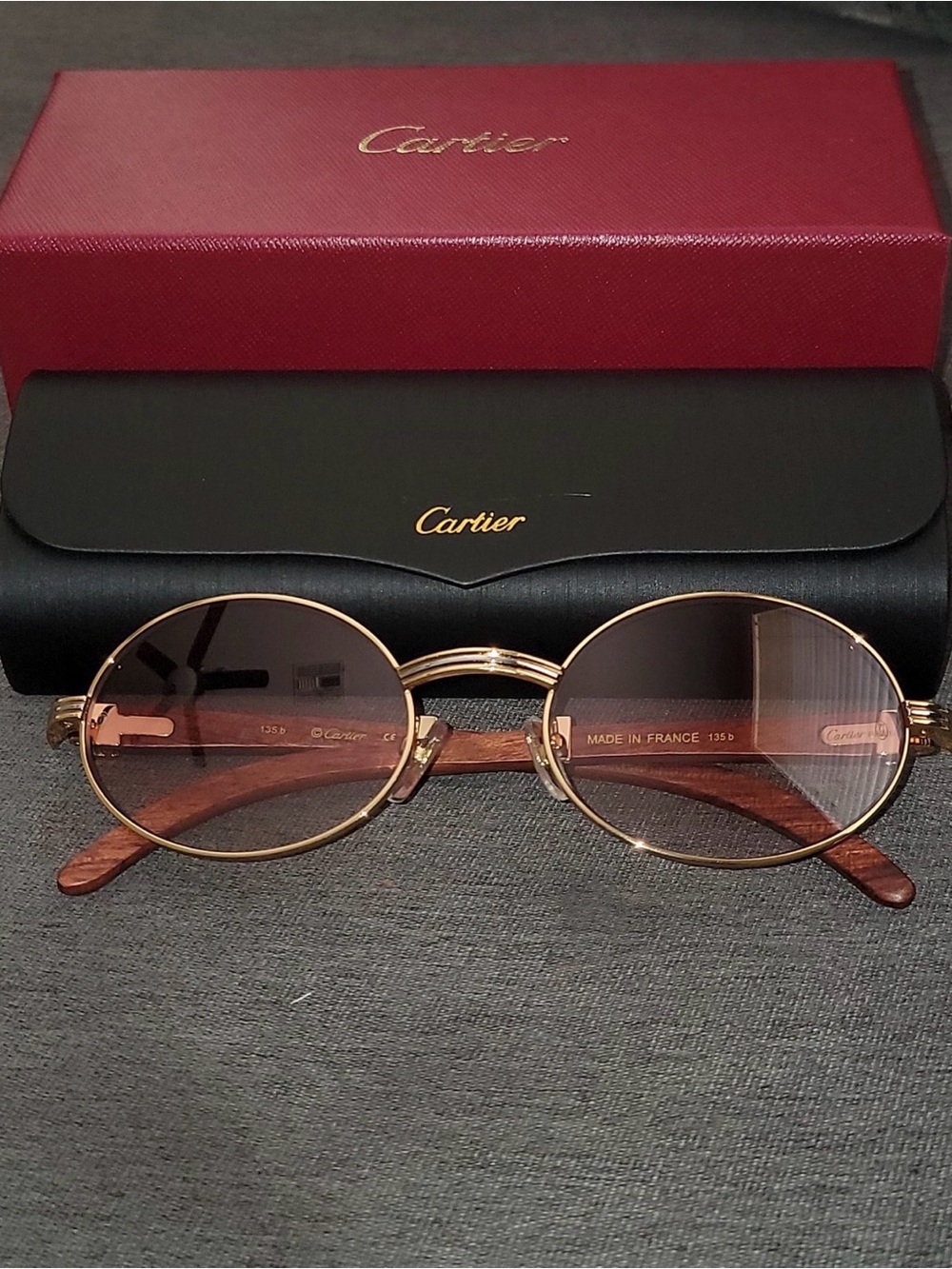 Cartier Gold Frame Sunglasses with Brown Lenses
